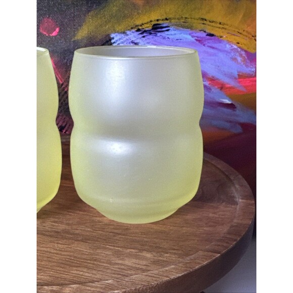 2 Frosted Yellow MCM Glass Tumblers - Picture 10 of 10